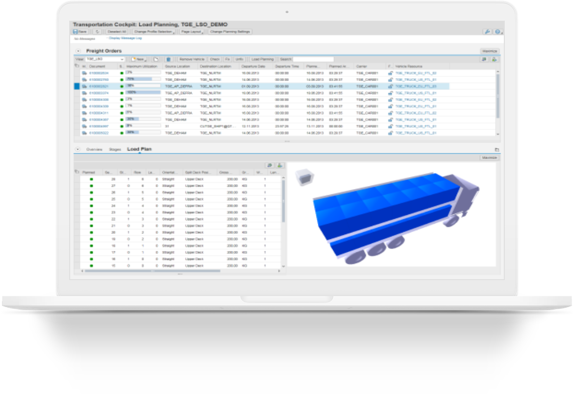 SAP truck route planning example